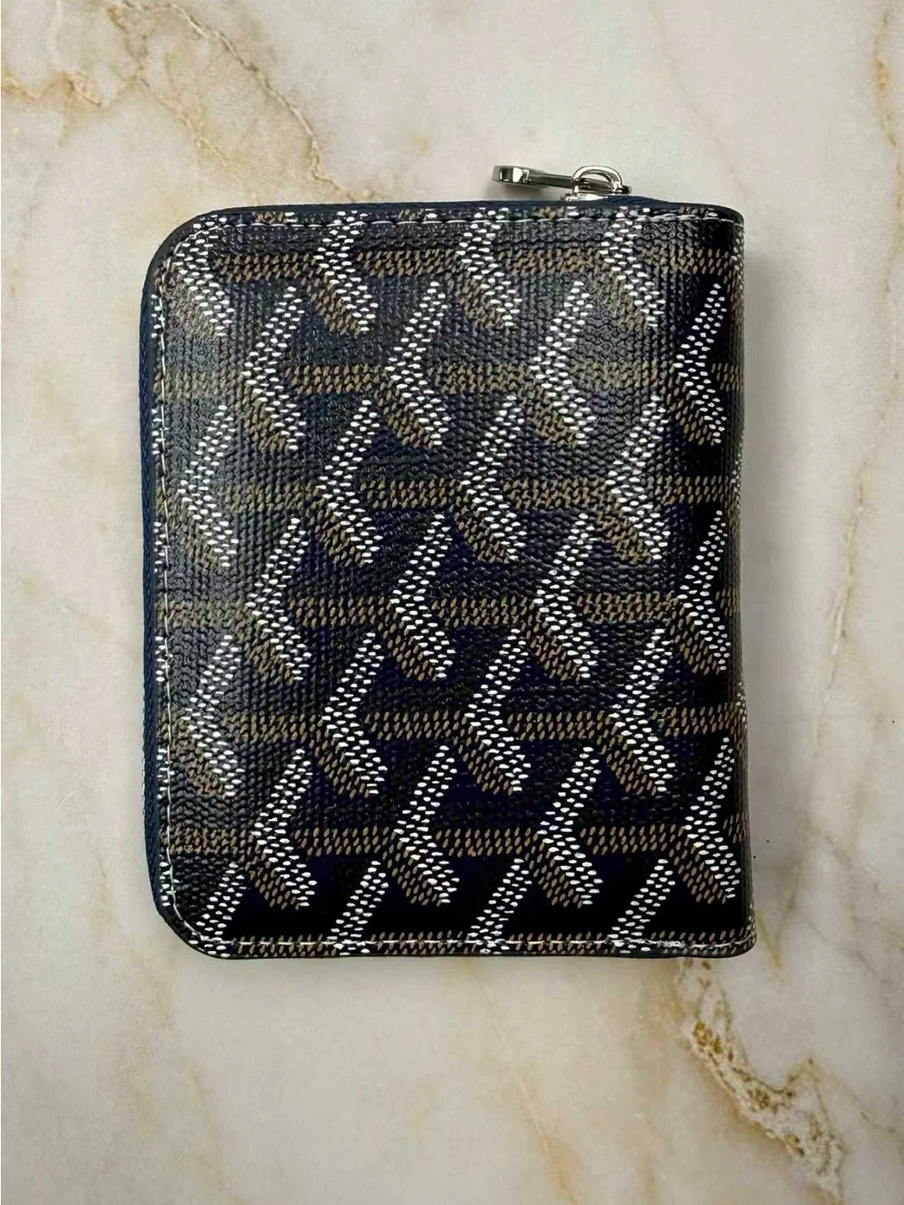 Goyard Black and Brown Coated Canvas Zip Card Holder